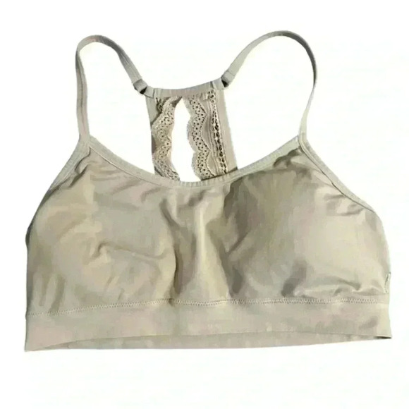 BCBG MaxAzira Nude Lace Back Bralette, L - Picture 4 of 5